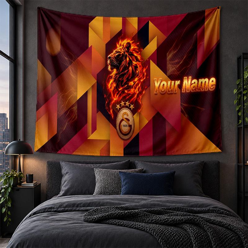 Arazzo Personalizzato da Appendere alla Parete Tessuto con Sfondo Artistico Modello Galatasaray FC