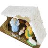 One-piece Wooden Christmas Nativity Scene, 12 Cm High, with a White Roof