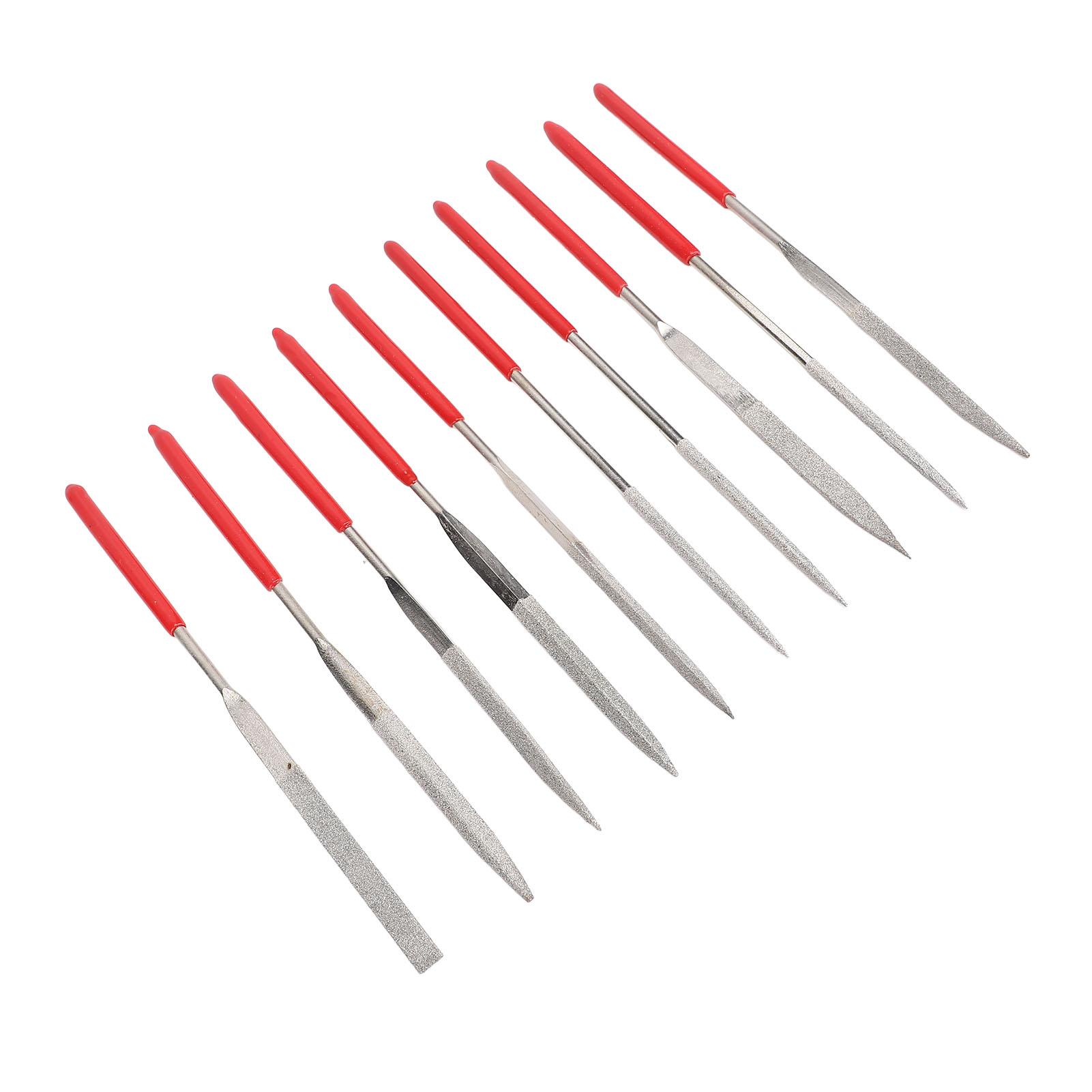 

10 шт. Металлические пилочки для ногтей Набор инструментов для ногтей Красный резиновый чехол Многоцелевой Набор маленьких металлических пилочек для дома, маникюрного салона
