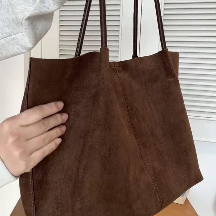 Simple Suede Tote Bag Women'S Autumn And Winter Suede Mother And Child Bag Large Capacity Portable Shoulder Bag