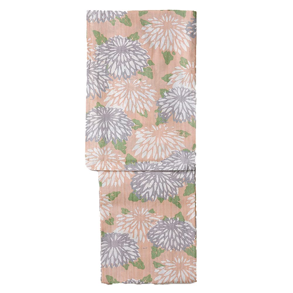 Kimono Yukata Haibara Kogiku Navy Blue Coral Color Yukata Single Item HAIBARA [Kyoto Yuzen] (Coral Color)