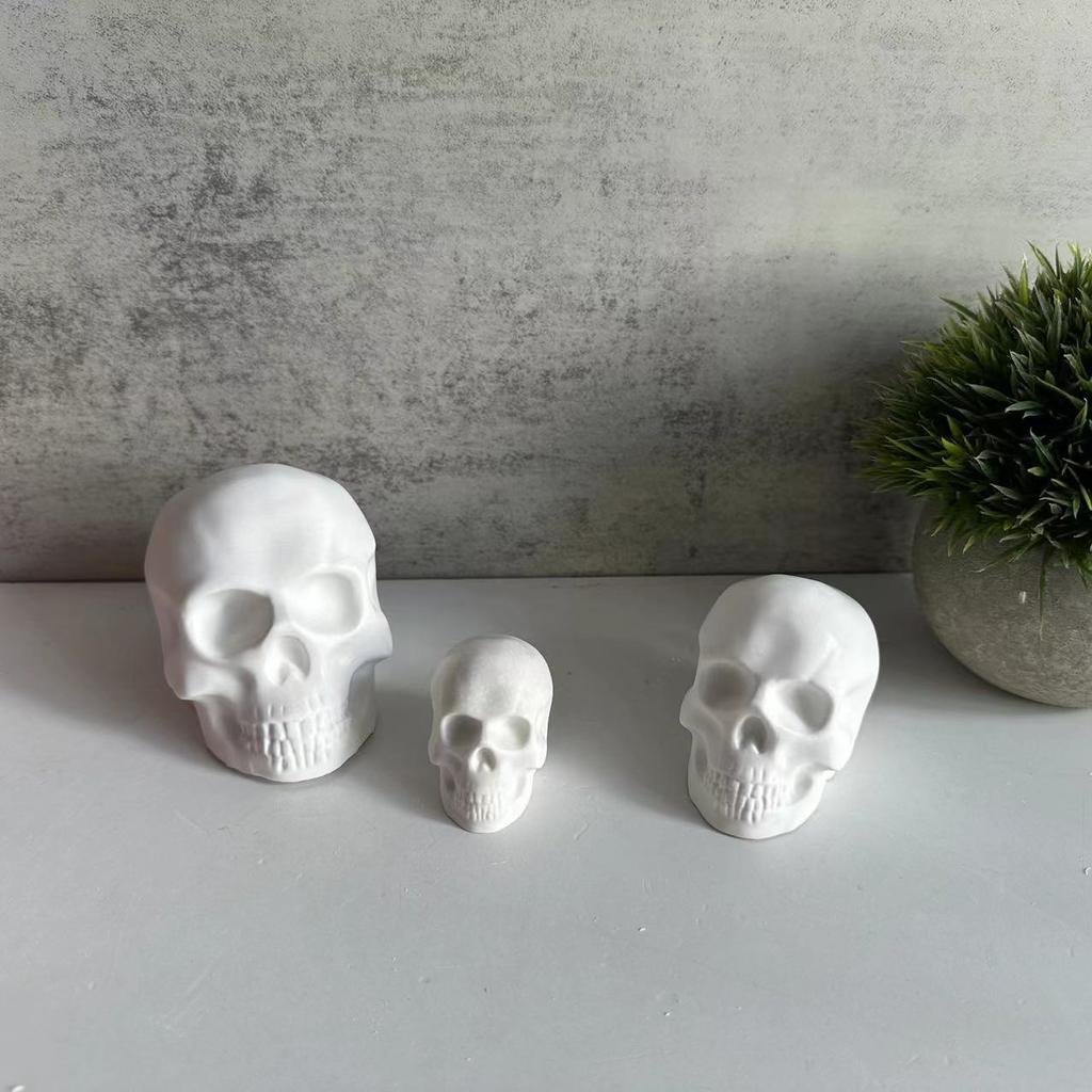 DIY Halloween Skull Decoration Large And Small Skull Silicone Mold 3D Skeleton Head Epoxy Resin Candle Halloween Handicraft