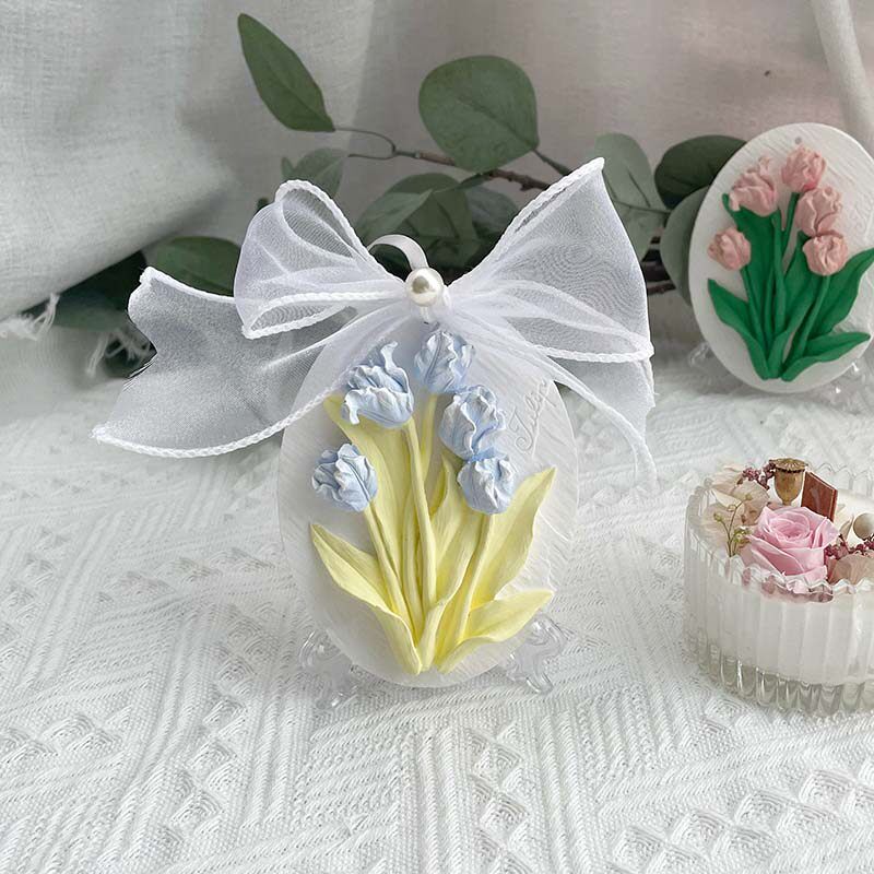 

Car Air Freshener Tulip Pendant Diffuser Stone Car Decoration Perfume Indoor Ornament Holiday Gift Souvenir for Women Morandi Yellow and Blue Tulips