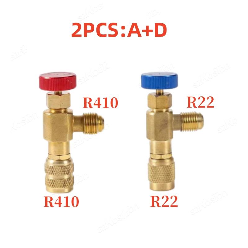 Refrigeration Charging Air Conditioning Adapter For R410A R22 1/4" Liquid Safety Valve Hose R22 Copper Adapter Hand Tool