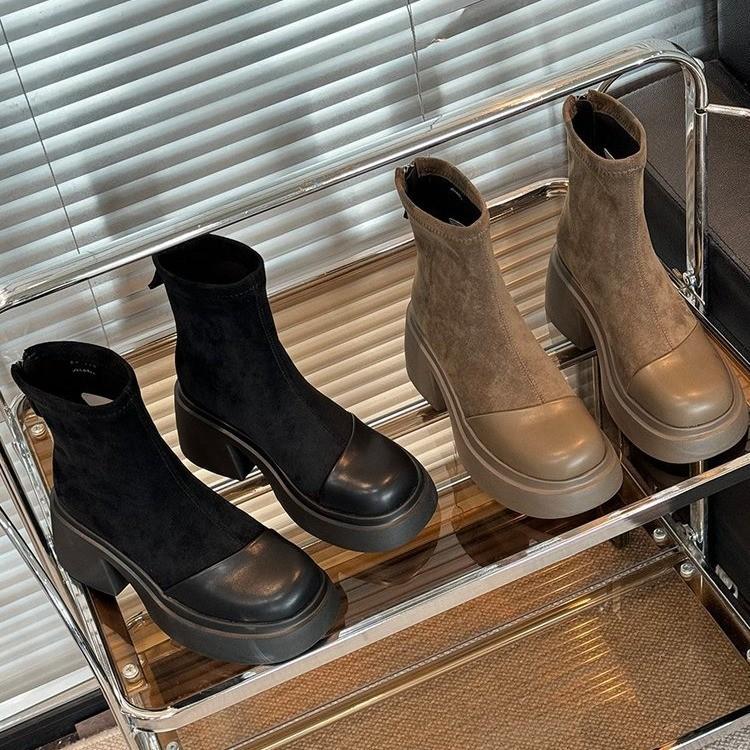 High-end small short boots women's new autumn and winter muffin thick-soled high-heeled thin retro boots Martin boots