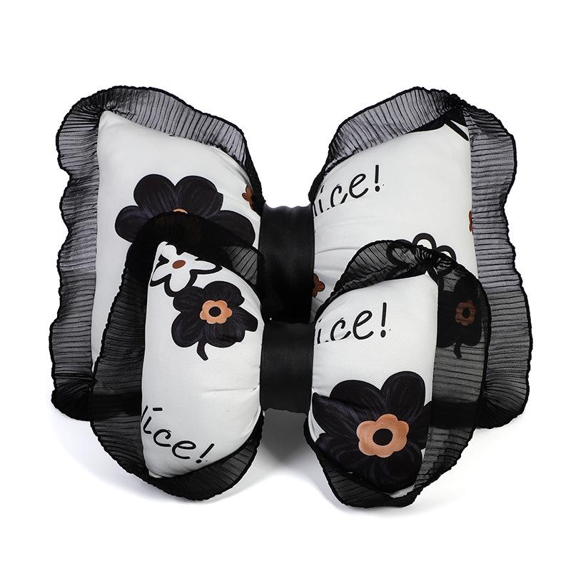 Auto Kopfstütze Lendenkissen Kissen Niedliche Schleife Rückenlehnenpolster Bequemes Sitzkissen Druck Damen Auto Luxus Innenzubehör