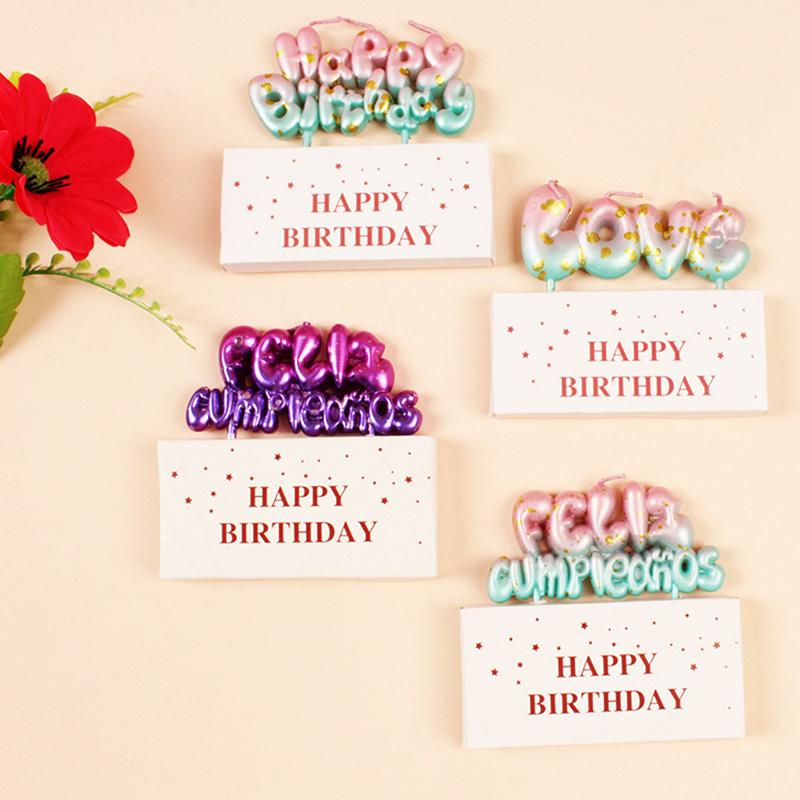 Gradient Happy Birthday Candle - Cake Decoration Accessories, Happy Birthday Letter Candle, Alphabet Candle Cake Toppers Candle