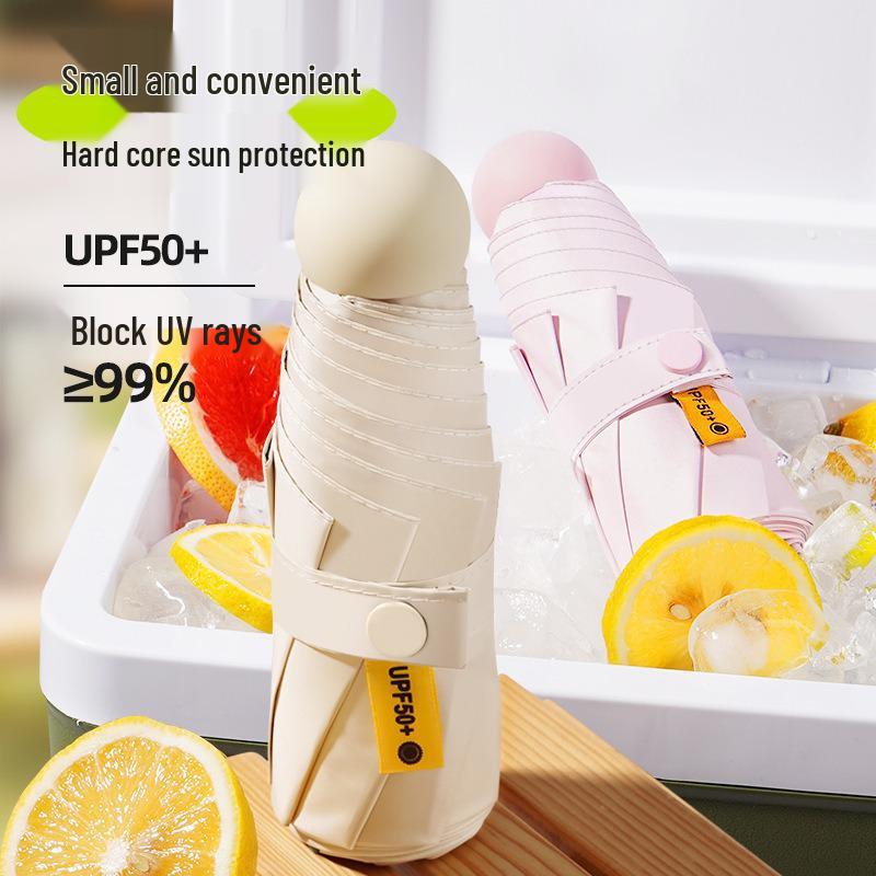 Compact Capsule Umbrella with UV Protection and Black Glue Sunshade