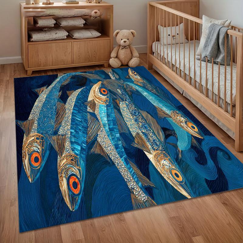 

Area Rug Carpet Non Slip Funny Fish Pattern Floor Mat for Nursery Bedroom Living Room Kids Room Home Decor Dorm Gift 40cm x 60cm