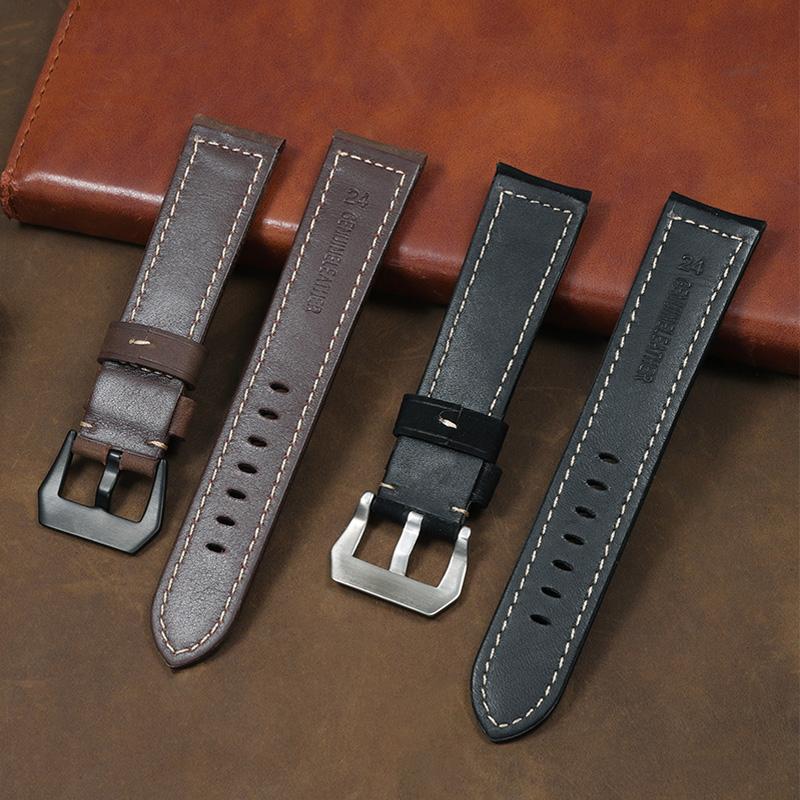 Extended matte crazy horse Frosted leather watchband 22m 24mm For Pam111 441 Hamilton Tissot Omega Casio men Vintage watch strap