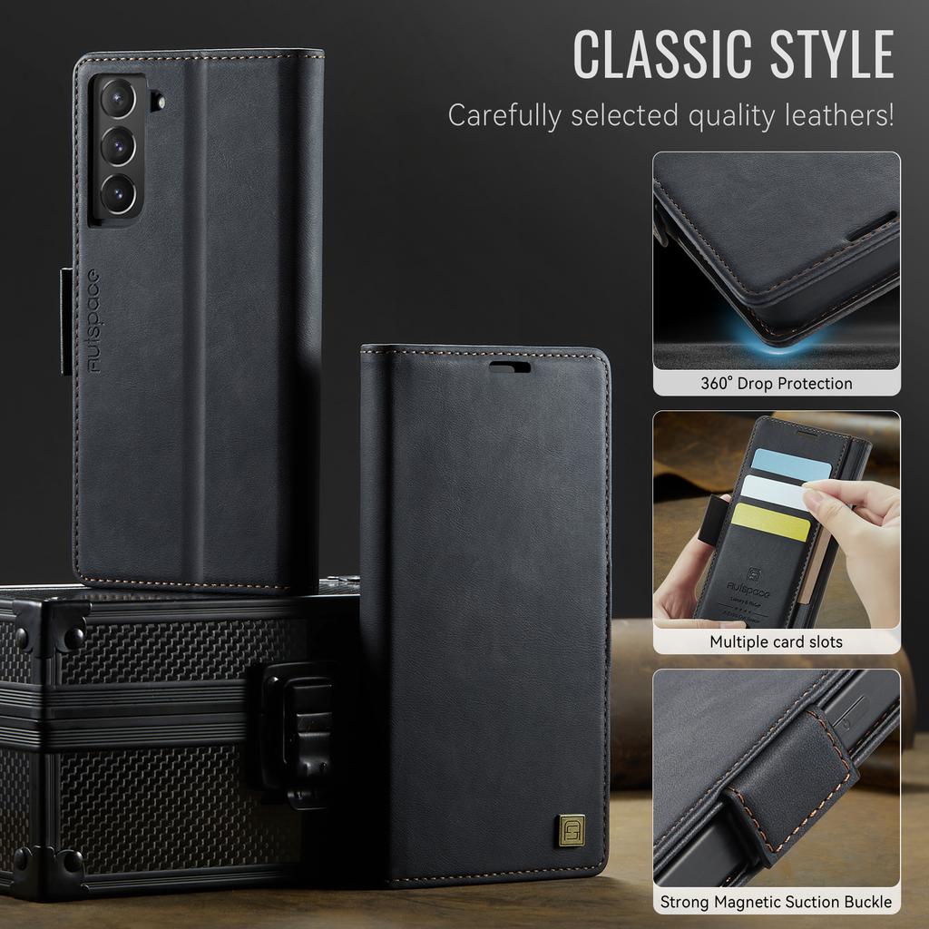 For Samsung Galaxy S21 Ultra 5G Case AUTSPACE A11 RFID Blocking Retro Leather Cell Phone Wallet Cover