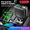 Chargeur rapide 5-en-1 120W pour voiture Adaptateur d'alimentation USB Type-C Chargeur de téléphone rétractable Avec éclairage de toit étoilé Allume-cigare de voiture