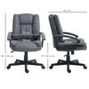 Desk Chair, PU Leather Office Chair with Adjustable Height and Swivel Wheels, for Home Work Study, Dark Grey