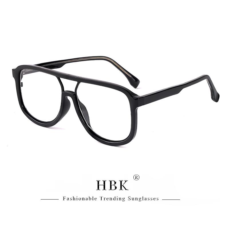 HBK Retro Simple Unisex Anti Blue Light Glasses Personalized Flat Double Bridge Frame Design Glasses Frame Ideal for Gifts