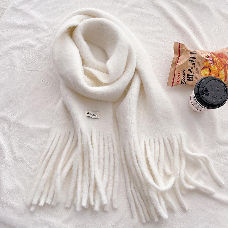 Ankara red wool Christmas solid color wool scarf women's winter high-end atmosphere shawl