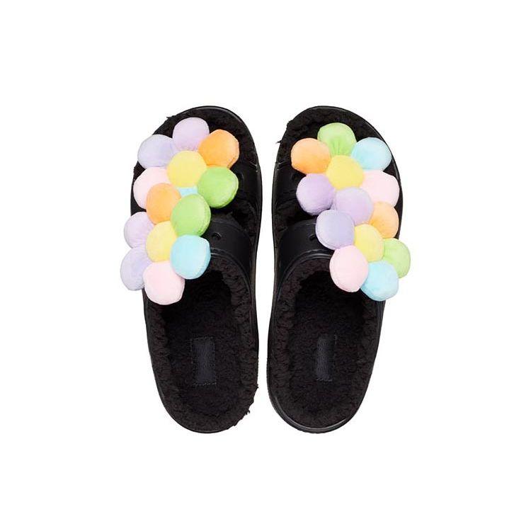 Crocs Classic Warm Fleece Floral Slippers Unisex Slippers Black 209240-001