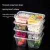 Transparent Double Compartment Disposable Food Container with Lid, Thickened Rectangular Takeaway Box, 500-1000ml.