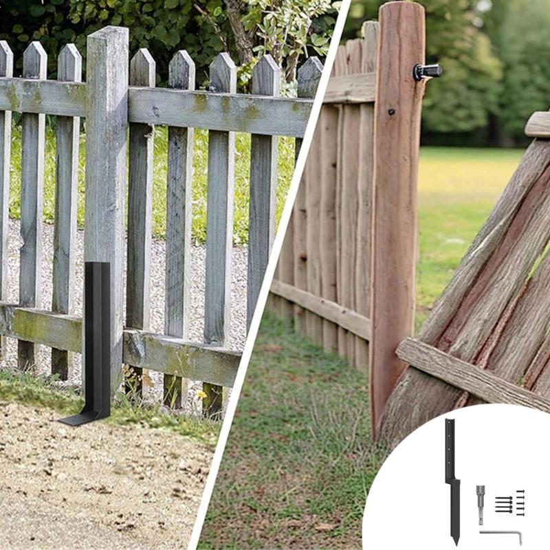 Fence Repair Kits Thickened Metal Fence Support Stakes Solid Ground Spikes Quick Fix Post Stabilizer For Repair Tilted