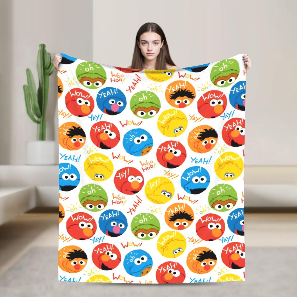 Oscar the Grouch Big Face Blanket S-Sesames Streets Warm Soft Plush Bedding Throws For Couch Chair Sofa Bed Bedspread Bed Cover