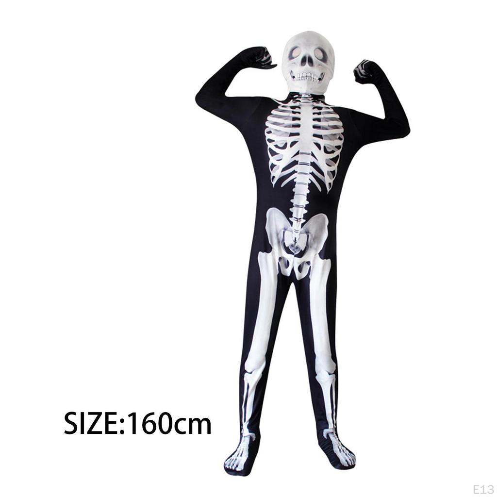 Halloween Kids Scary Skeleton Costume, Bone Bodysuit Skelebones Costume
