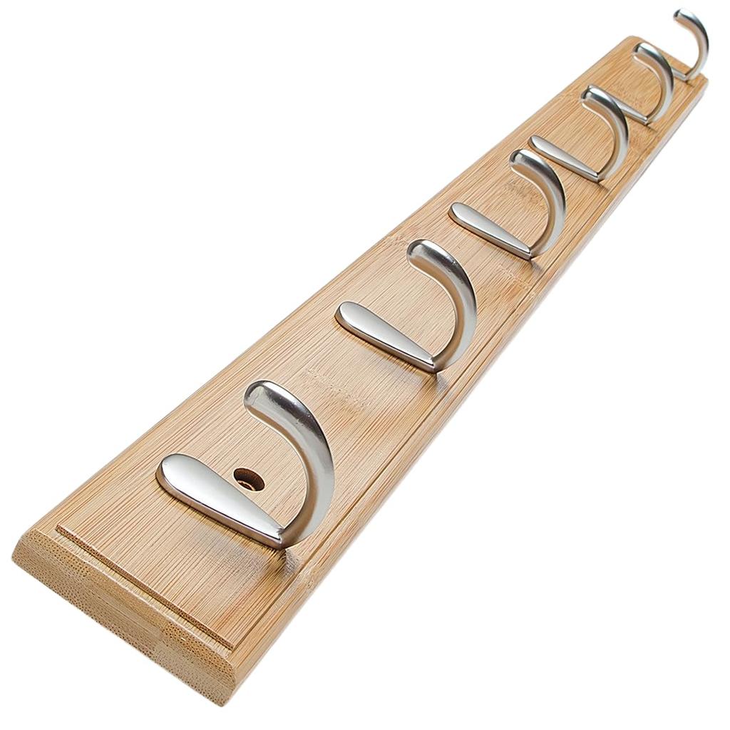 adelphos HOOK2 Wall Hanger 6 Wall-Mounted 5-Hook (Light Brown, Hooks)