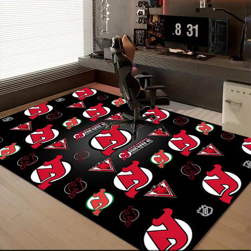 New Devils Logo Floor Mat for Living Room, Game Rooms, Office, Bedroom, Office Floor Mat Playful Design, Christmas Fan Gifts