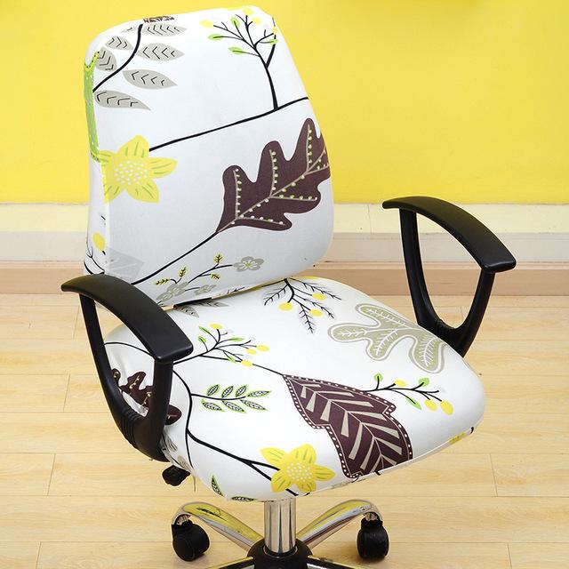 Printed Stretch Split Seat Cushion Cover Soft Stretchy Computer Sectional Chair Covers Home Decor Rotating Lift Office Dining Chair Protectors