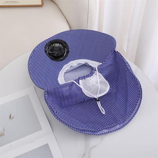 Solar Hat Fan Striped Wide Brim Fan UV Protection Fishing Hat