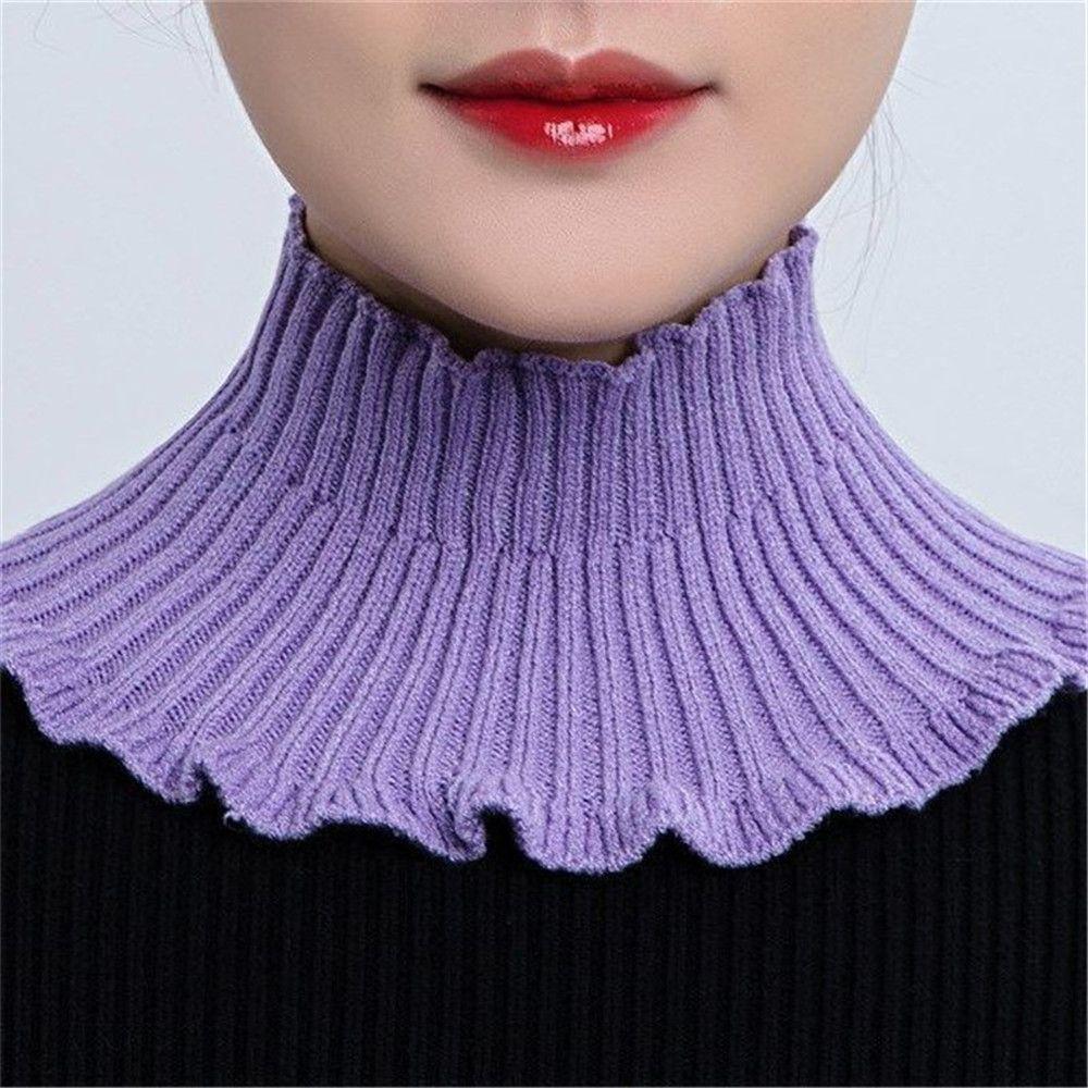 Women With Wooden Ears Windproof Detachable Scarf Neck Guard Knitted Fake Collar Turtleneck