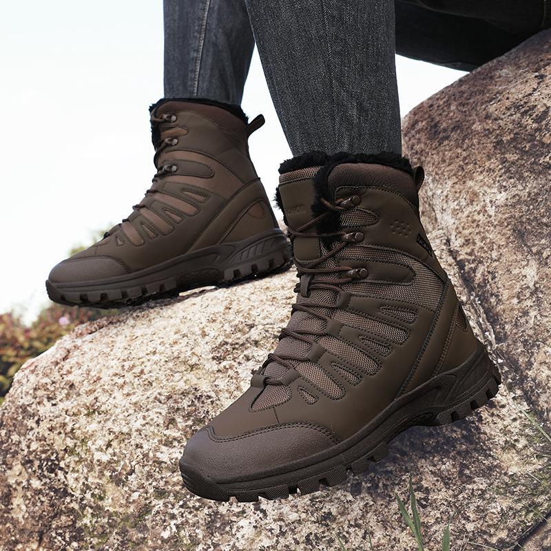 Winter Outdoor Cold-resistant and Warm Snow Boots High Boots Black Waterproof High-top Cotton Shoes