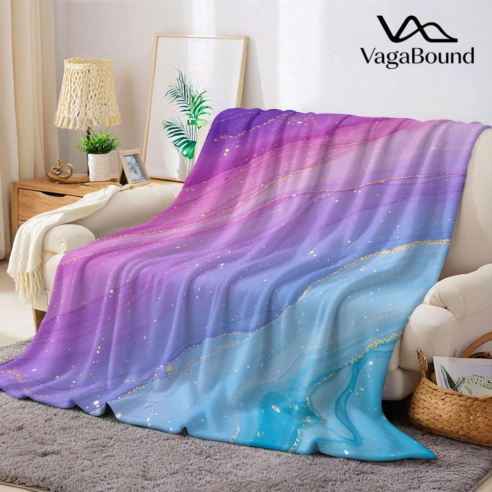 purple blue agate Flannel Blanket Warm Soft Halloween Christmas Decorative Couch Warm Cozy All-Season Gift
