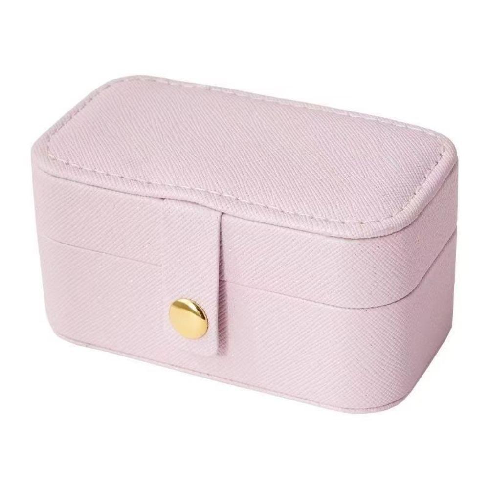 PU Leather Ring Necklace Case Solid Color Jewelry Display Case Simple Earrings Holder  Travel