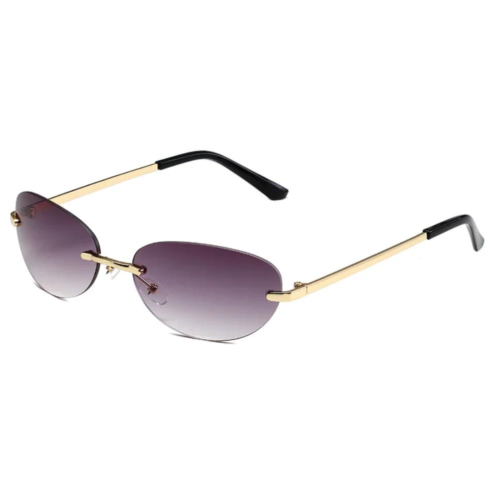 Neutral New Rimless Cat Eye Sunglasses Ladies Retro Fashion Luxury Brand Designer Sunglasses Outdoor Sun Travel Essentials