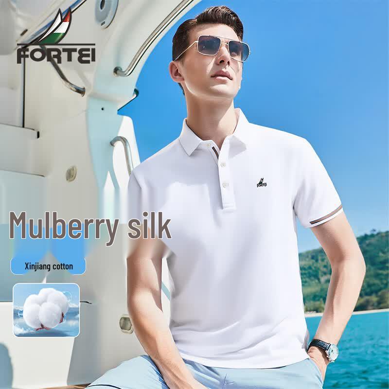 Futing Men s Silk-Cotton Blend Polo T-Shirt XL (52)