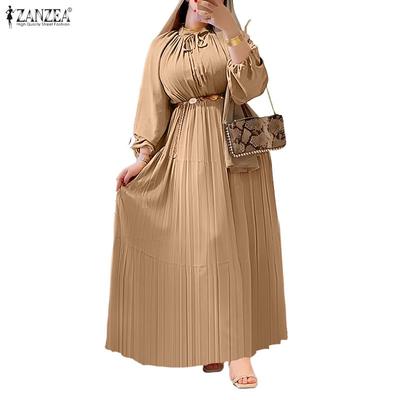 Rochie casual pentru femei, cu gât rotund, culoare solidă, mânecă lungă, croială largă