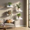 4PCS Wood Small Floating Shelves Rustic Decorative Wall Mounted Shelves Simple Plant Display Rack Plant Flower Pot Tray Office