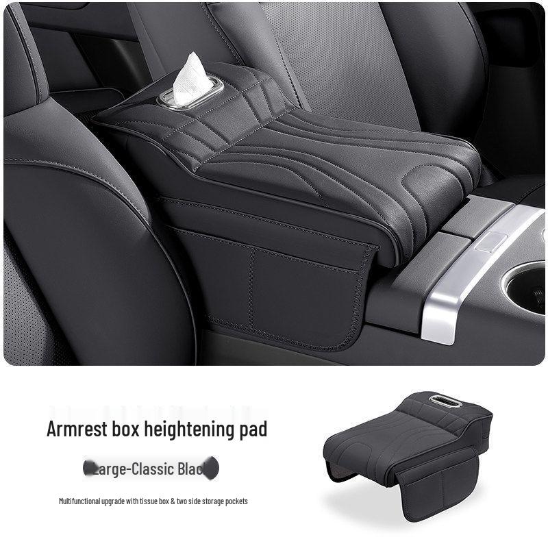 Zunjie S800 Armrest Box Pad with Tissue Box, Cup Holder, and Storage Bag for Car Interior Accessories.