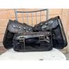 Bag Leather Motorcycle Combo Goat Black Saddle Tool Panniers Pouch Side Genuine