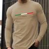 Men's Loose Fit Comfortable Casual Sports Letter Pattern Printed Round Neck Long Sleeved T-shirt Top