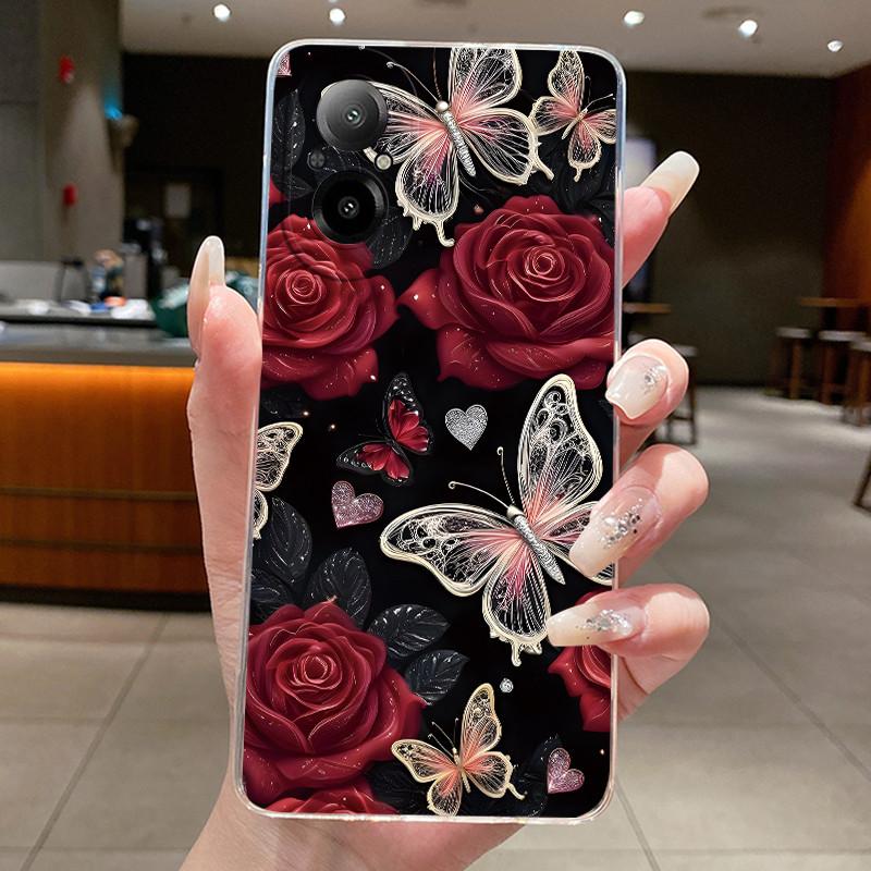 For Realme C67 4G RMX3890 Case C55 RMX3710 Casing Fashion Flower Clear Soft TPU Cover For Realme C67 C 67 C 55 RealmeC67 Bumper