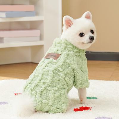 Dog Pajamas Plush Turtleneck Dog Sweater with D-ring Winter Warm Clothes Puppy Onesies for Boy Girl Small Medium Dogs
