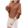 2022 Women Casual O Neck Sweater Batwing Sleeve Striped Pullover Flat Knitted Female Lady Clothes