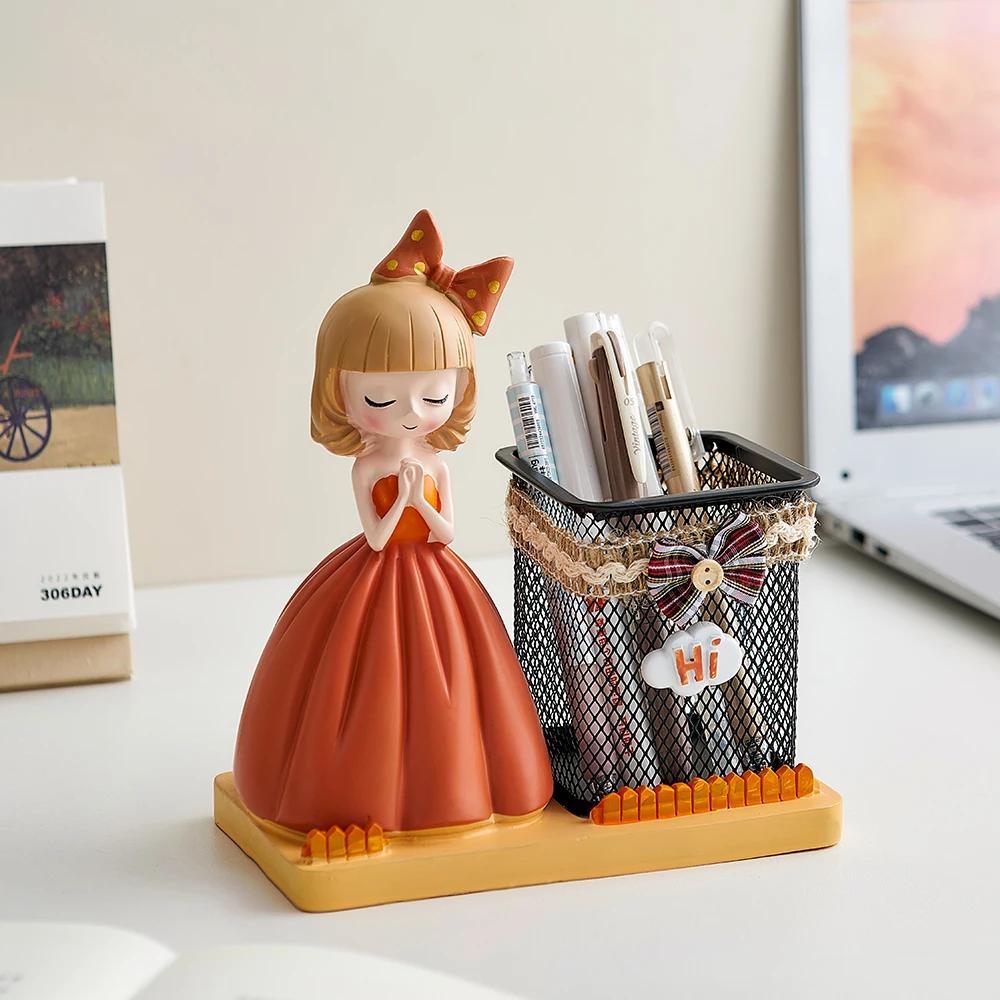 Ästhetischer Cartoon Mädchen Stiftebehälter Niedlich Student Büro Schreibtisch Schreibwaren Sammlung Mädchen Geburtstagsgeschenke senden