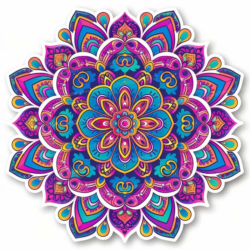 Mandala Néon Créatif Sticker Mural Salle de Bain Salon Décorations d'Arrière-plan Papier Peint Autocollant Décoration de Maison Autocollants M951