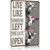 Vintage Chicken Decor Sign Live Like Someone Left The Gate Open Tin Sign for Home Chicken Coop Farm Kitchen Bathroom Wall Decor