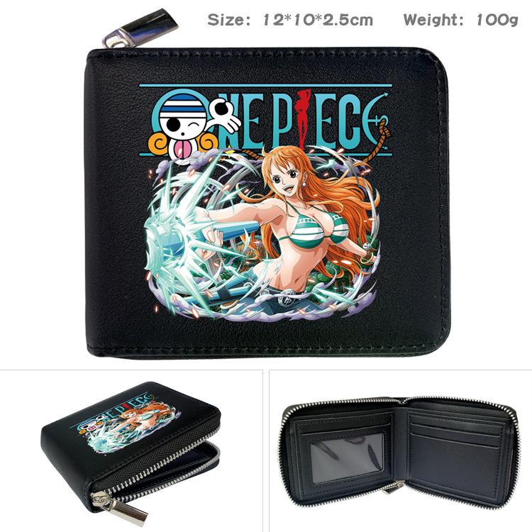 One Piece Anime Reißverschluss PU Geldbörse Luffy Aufdruck Kurzes Münzfach Kartenhalter