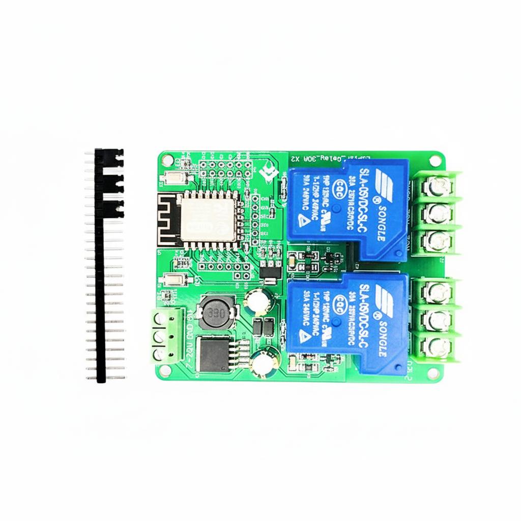 

DC7-28/5V Power ESP8266 WiFi Dual-Channel 30A Relay Module ESP-12F Development Board 10*10*2 білий