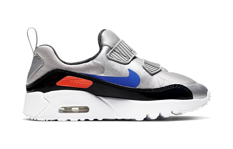 Nike Air Max Tiny 90 Low Top Casual Shoes Metallic Silver Children Aged 3 7 Years Old 881927-017