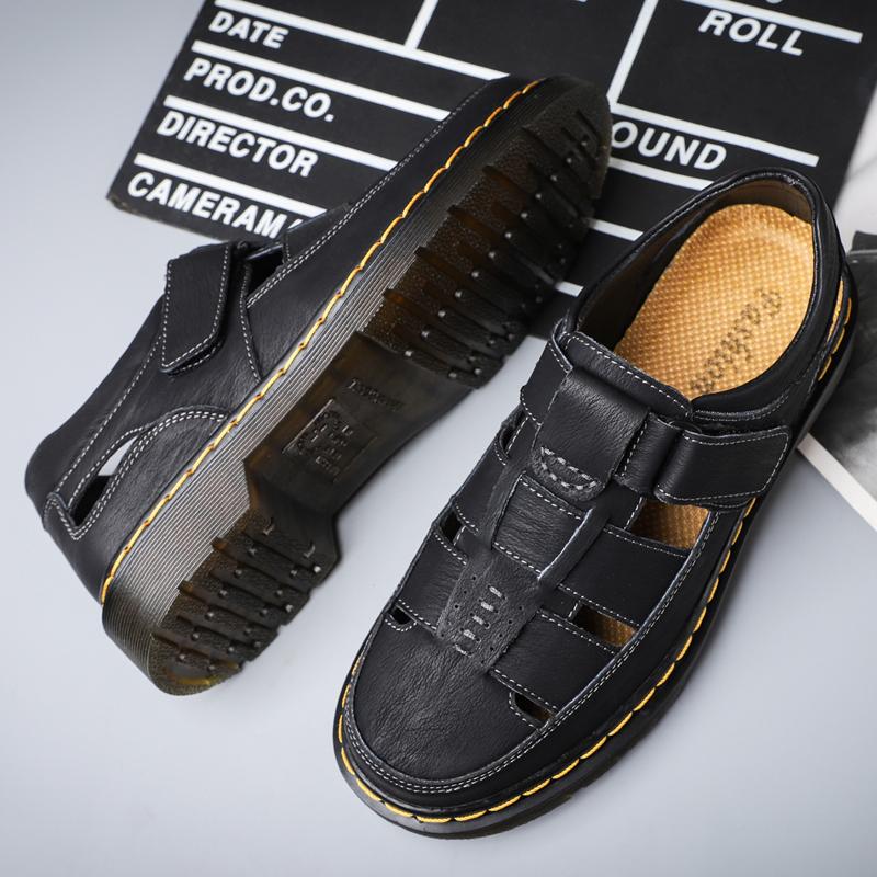 

Обувь ручной работы, сандалии хорошего качества, непромокаемые летние повседневные уличные сандалии, удобная обувь для мужчин, повседневная римская пляжная мужская обувь 45