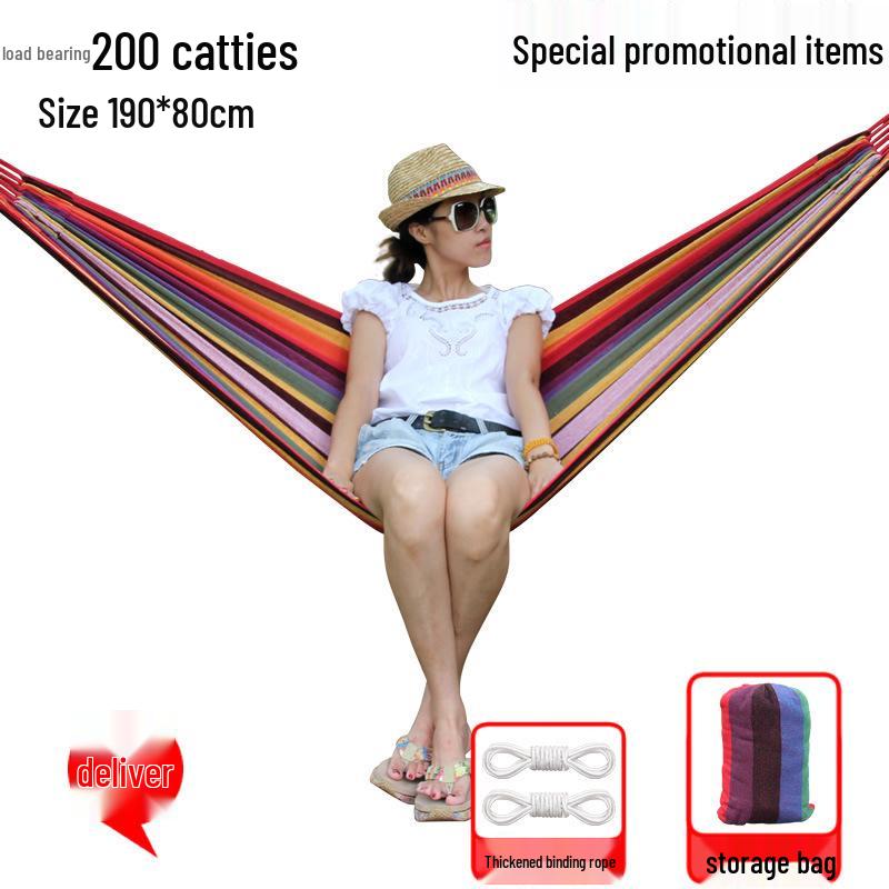 Anti-Rollover Outdoor Canvas Hammock for Adults - Single/Double Sizes
